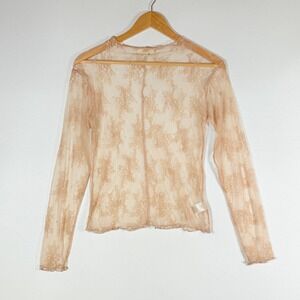 Easel Womens Large Shirt Top Sheer Lace Coquette Balletcore Indie Romantic Sweet